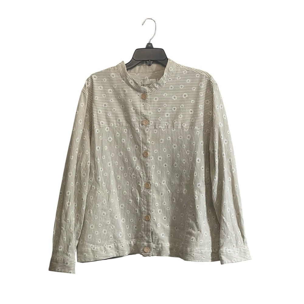 Draper's & Damons Jacket 2X Floral Embroidered Neutral Cottage Coastal Grandma